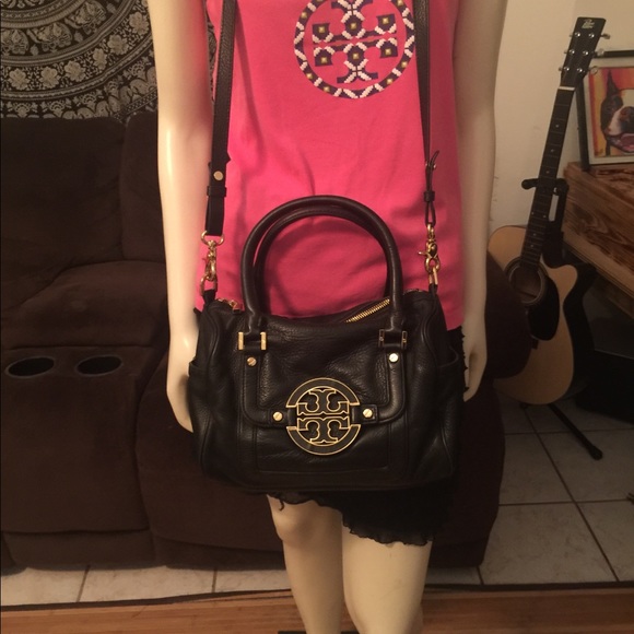 Tory Burch Black Leather Amanda Square Satchel Bag - Picture 3 of 8